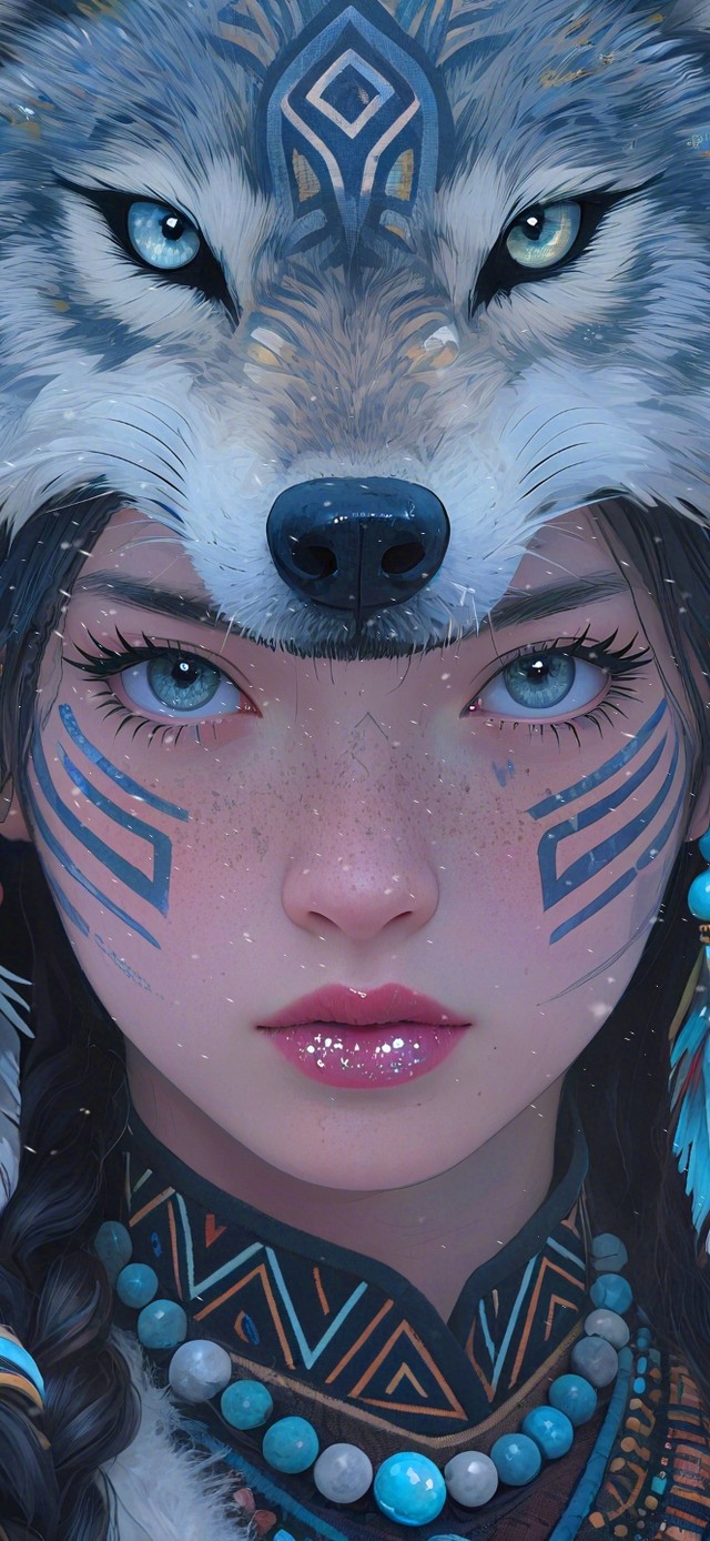 雪原狼图腾高冷少女