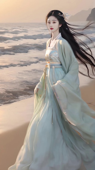 海边治愈美女