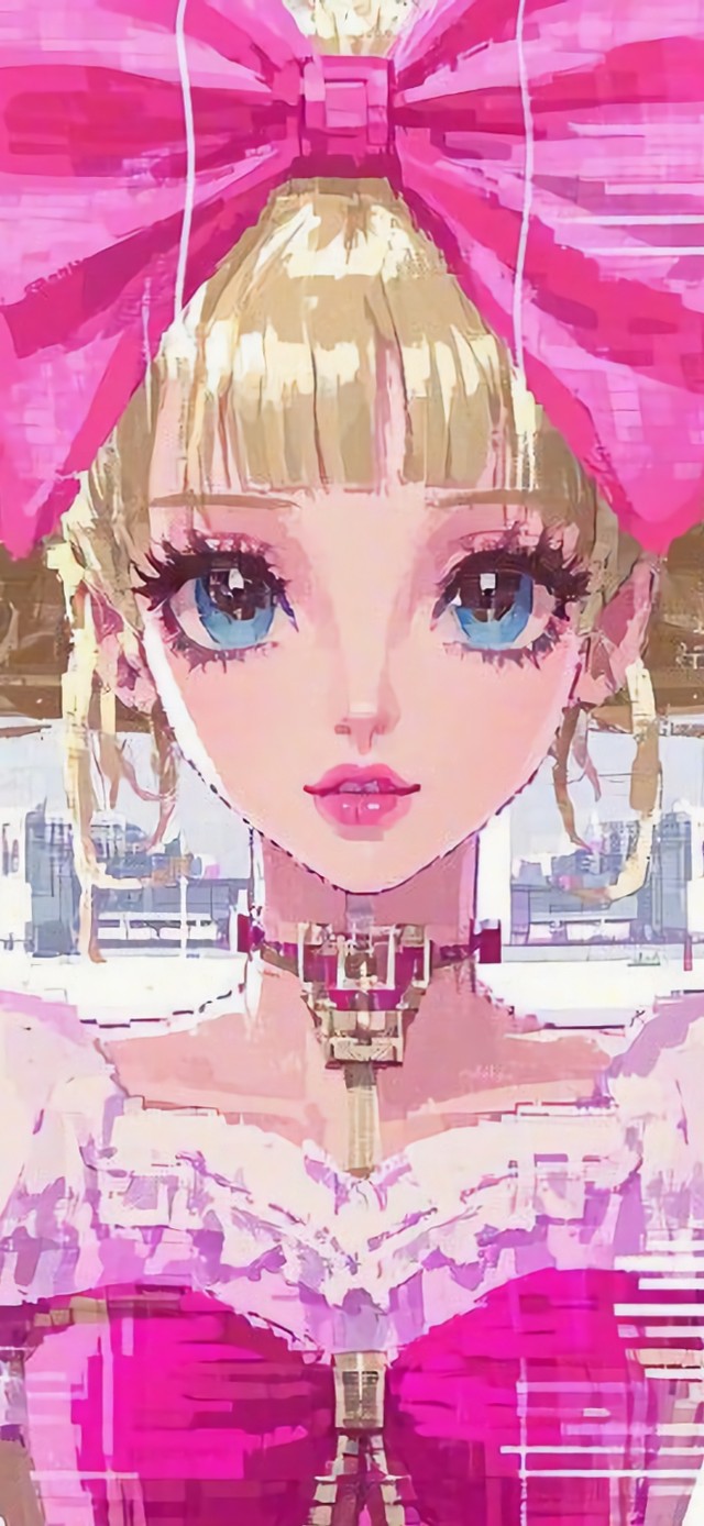 花漾壁纸|粉蝴蝶结双马尾少女