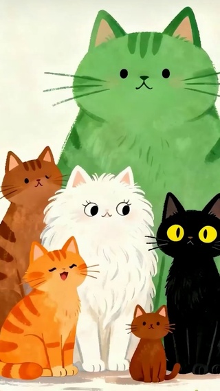 可爱一群猫咪