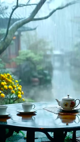 江南雨天木屋品茶