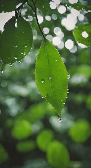 雨后的绿叶