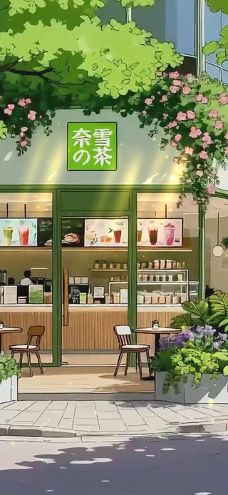 清新街角奶茶店