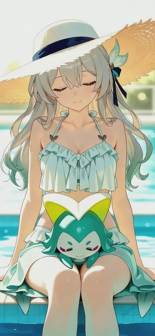 清纯甜美泳池少女