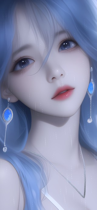 雨中持伞少女