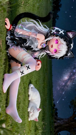 黑猫耳少女的夏夜星空喵时光