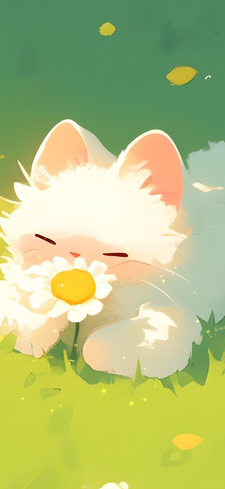 晒太阳的小白猫