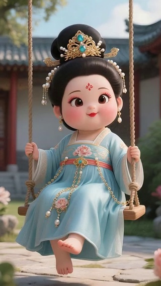荡秋千的唐朝小公主