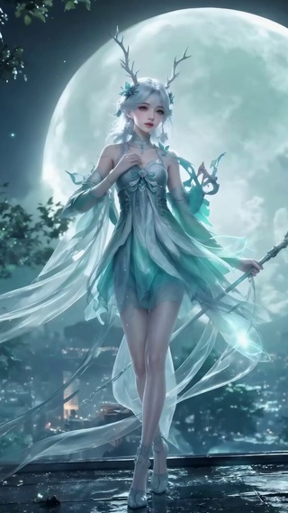月下森系精灵美少女