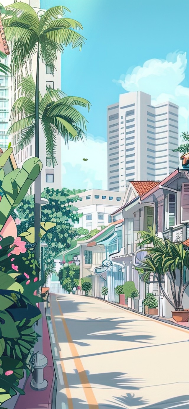 炎炎夏日城市街道