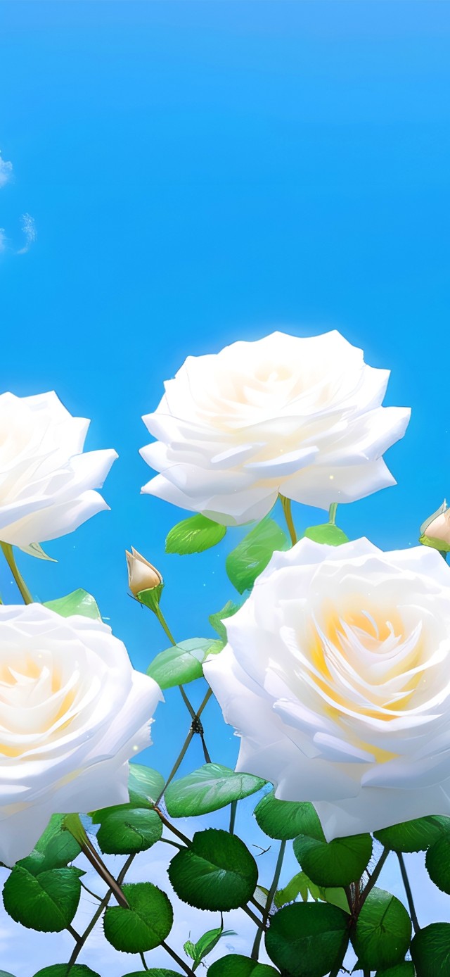 唯美护眼蓝天小花(小清新手机动态壁纸) - 小清新手机壁纸下载 - 元气