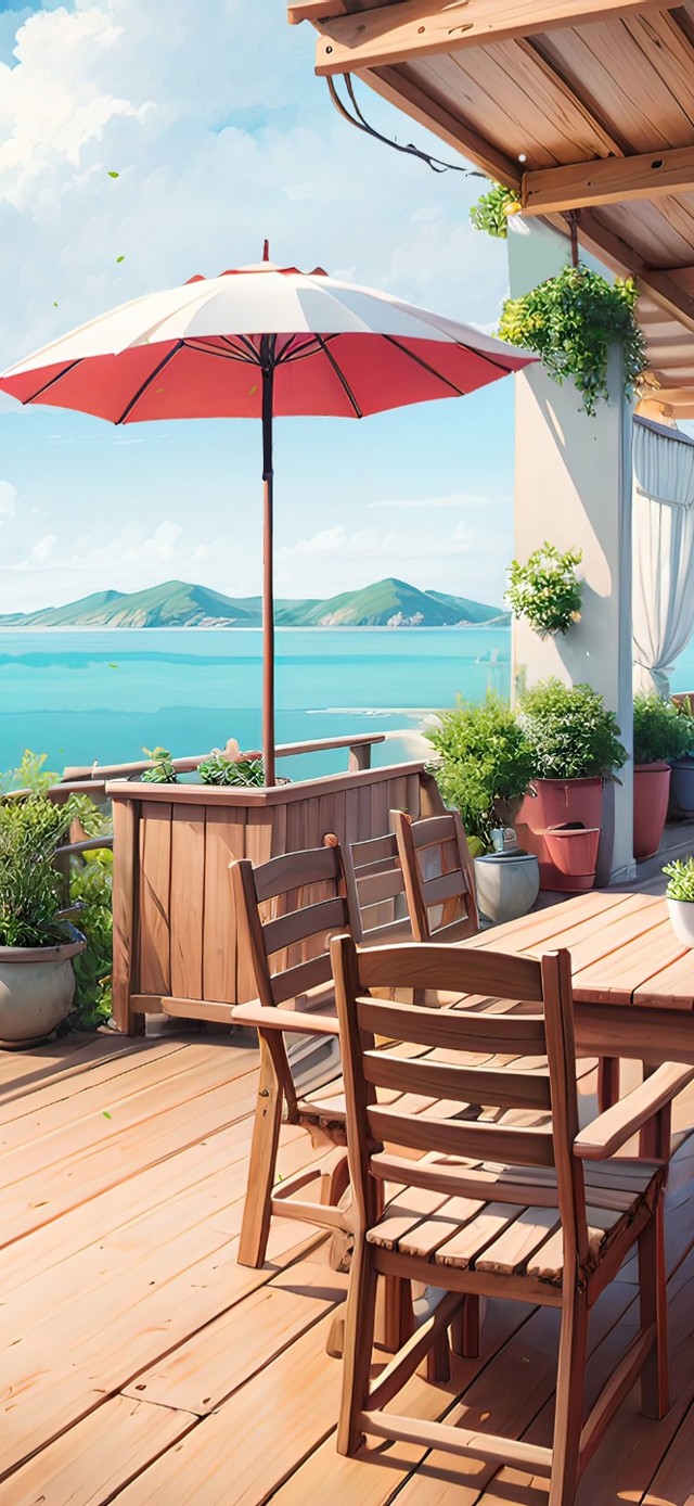 4K唯美治愈夏日阳台海景