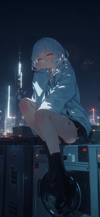 雨夜天台少女