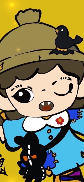 手绘麦田少女