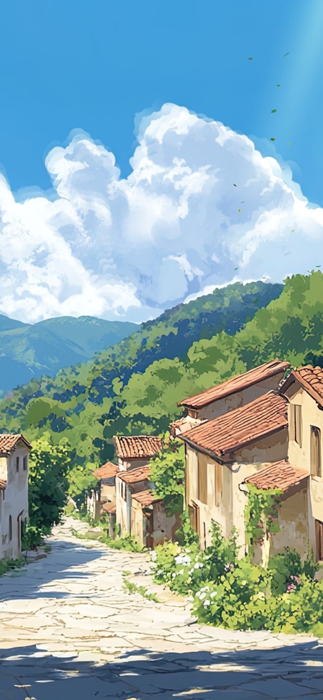 夏日清新阳光小镇