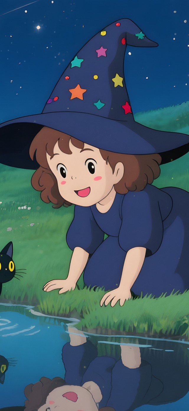 星空下草原女孩