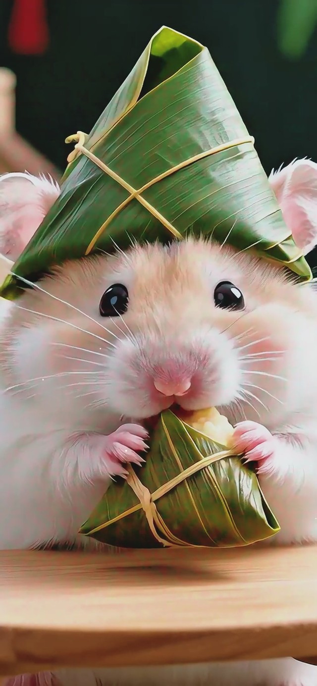 粽香端午：小仓鼠的可爱食粽瞬间