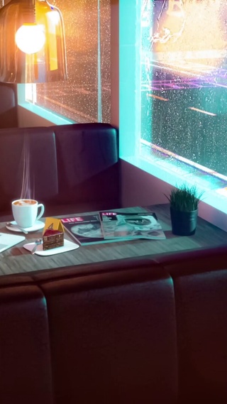 雨天舒适的咖啡厅