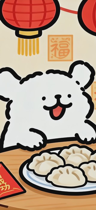 年年有鱼线条小狗