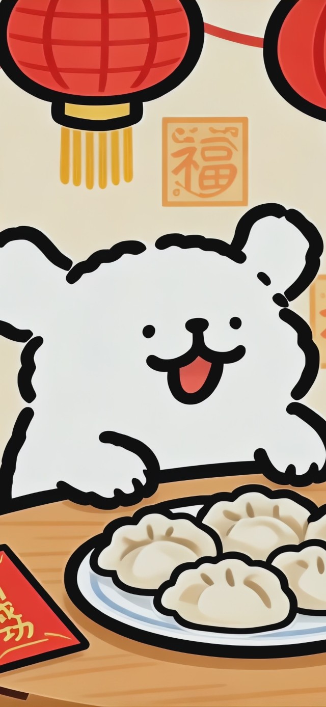年年有鱼线条小狗