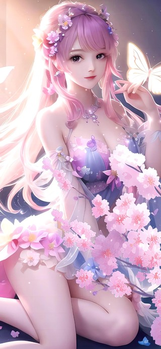 粉紫樱花古风少女