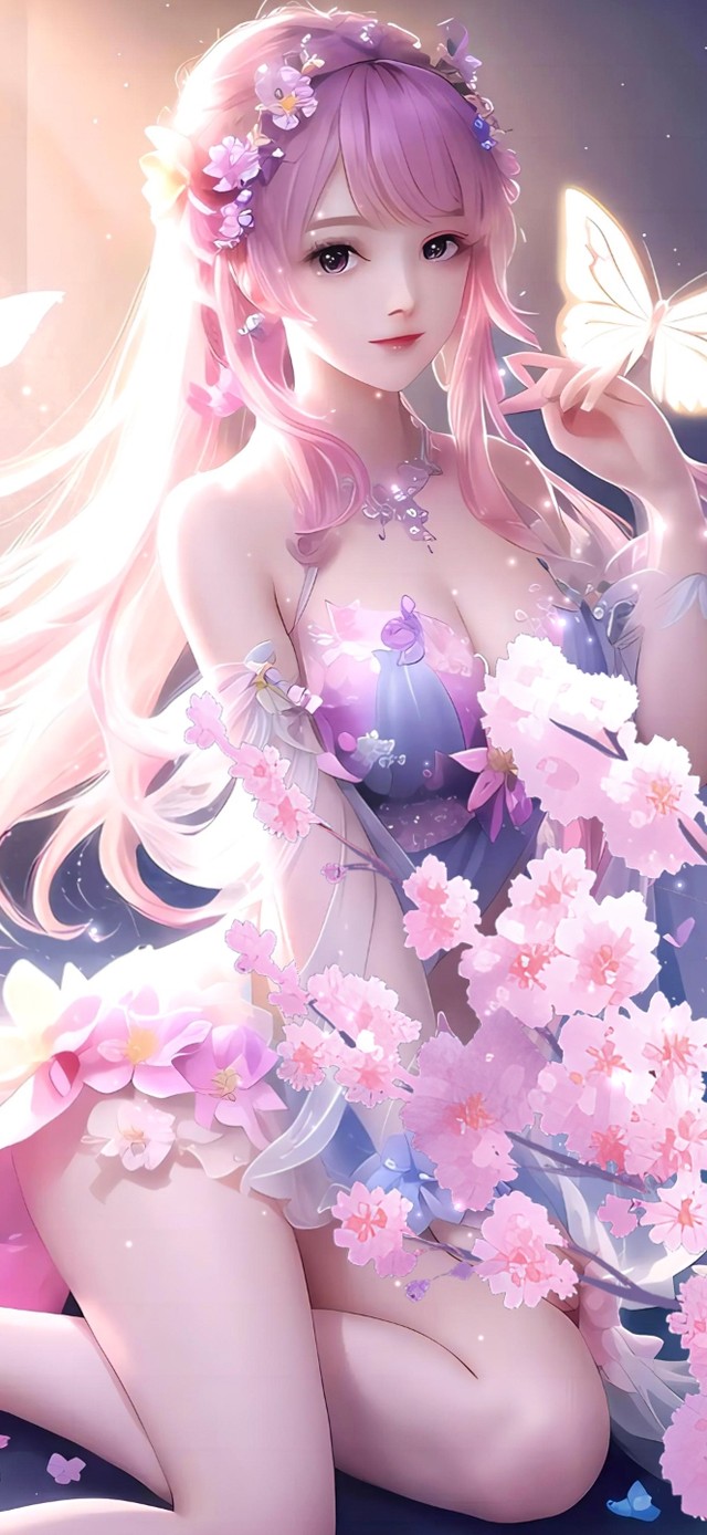 粉紫樱花古风少女