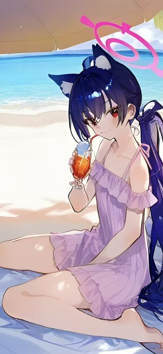 海边沙滩泳装少女-黑见芹菜