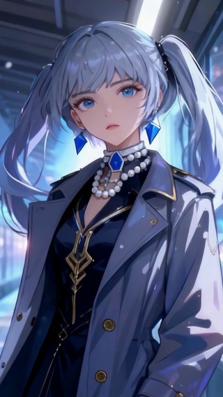 冬夜站台银发二次元美少女