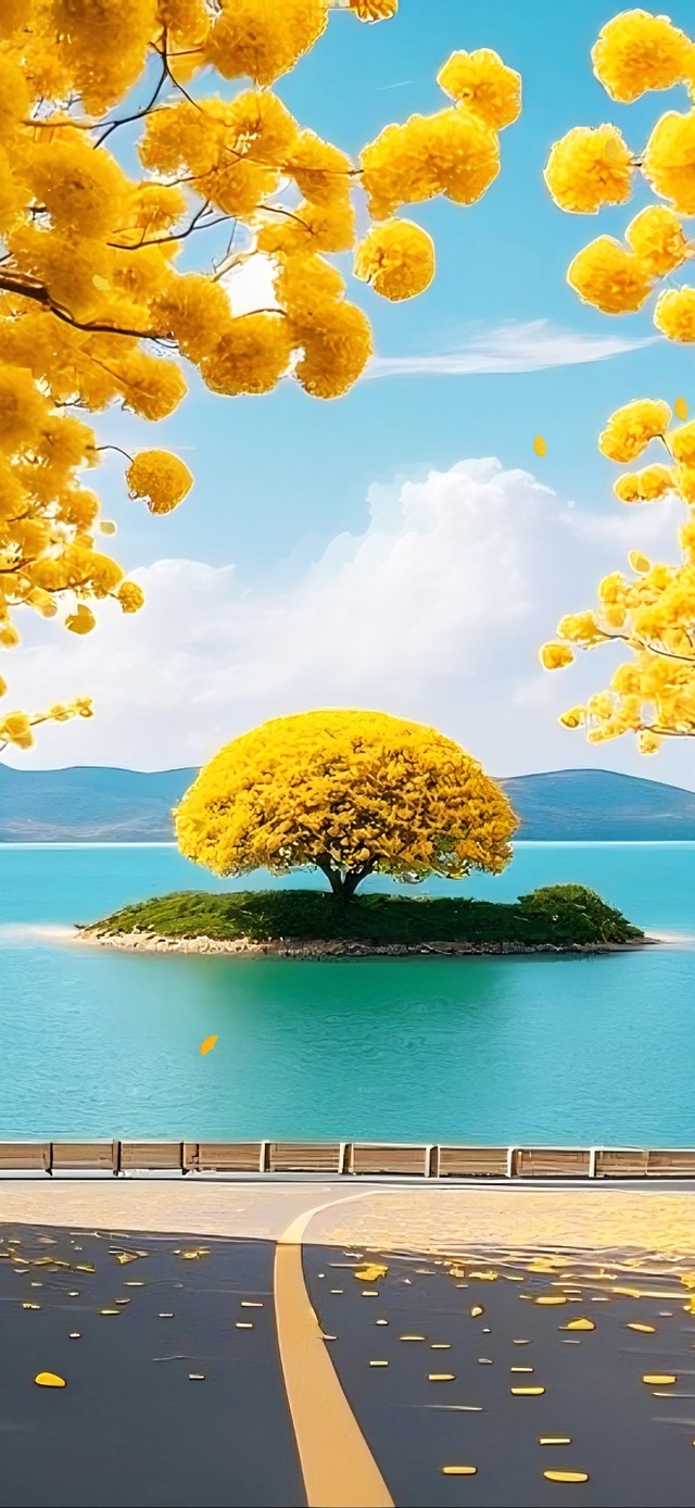 湖边黄花风铃木大道