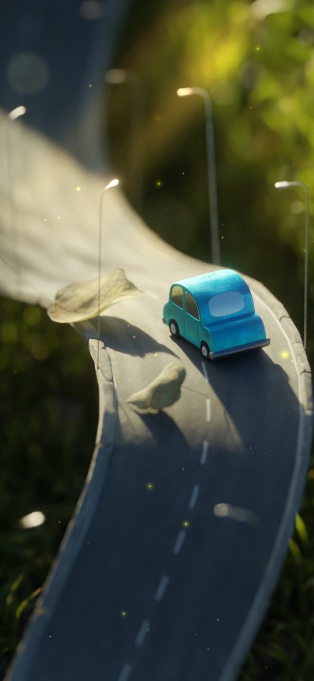 唯美清新治愈公路小车