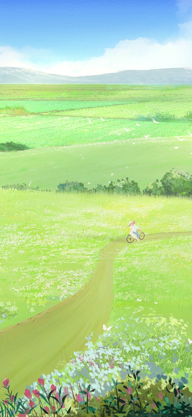  唯美治愈春天绿茵茵的草地游玩