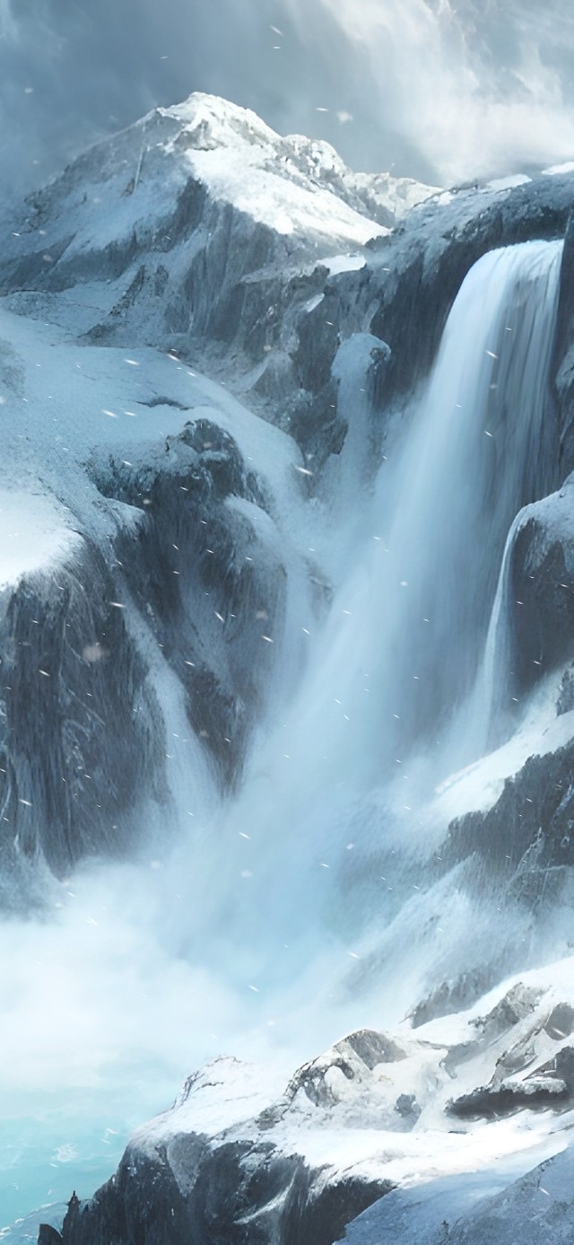 雪山瀑布