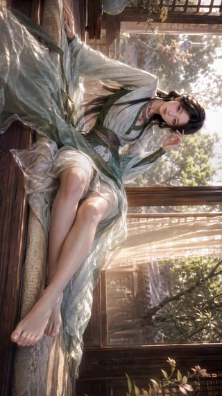 古风清雅窗边汉服美人