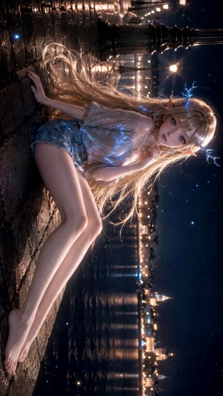 星夜河畔的精灵少女