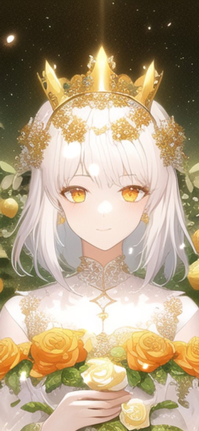 月季花王冠女孩