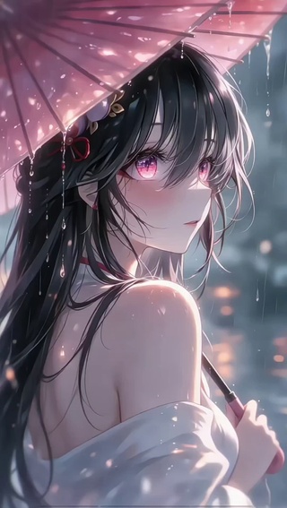 红伞听雨