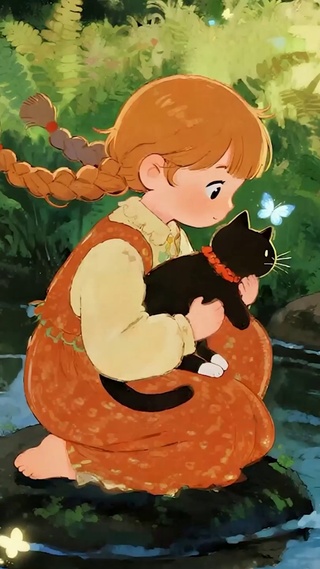 女孩与猫咪