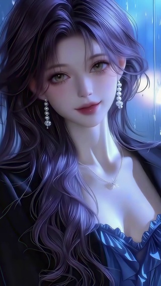 蓝调雨夜的都市美人