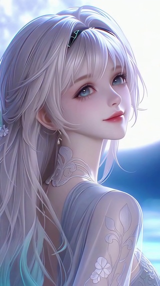 月光下的银发少女流萤