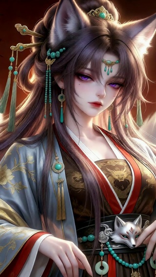 古风九尾狐妖美少女
