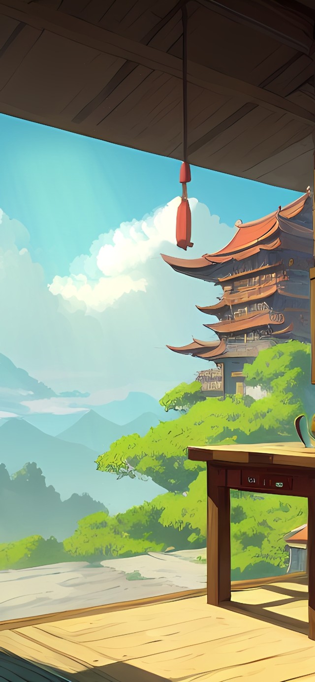 唯美护眼绿色大山小屋