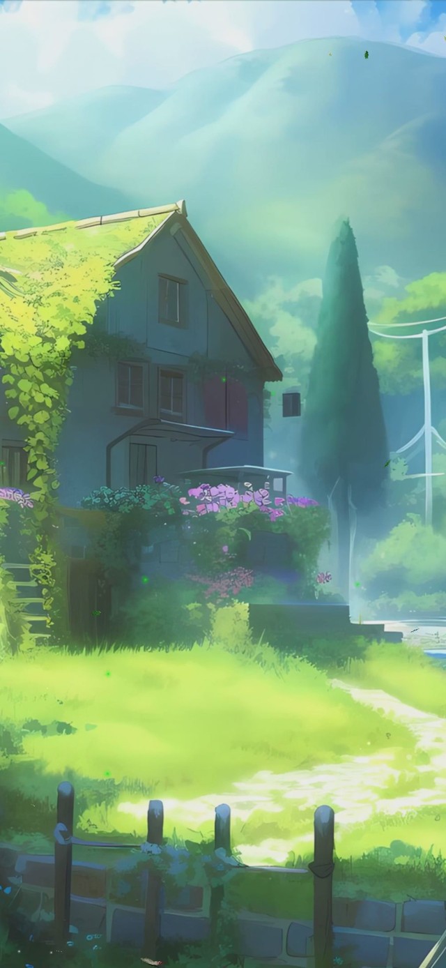 蓝天白云树木绿景