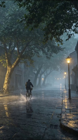 旧街听雨