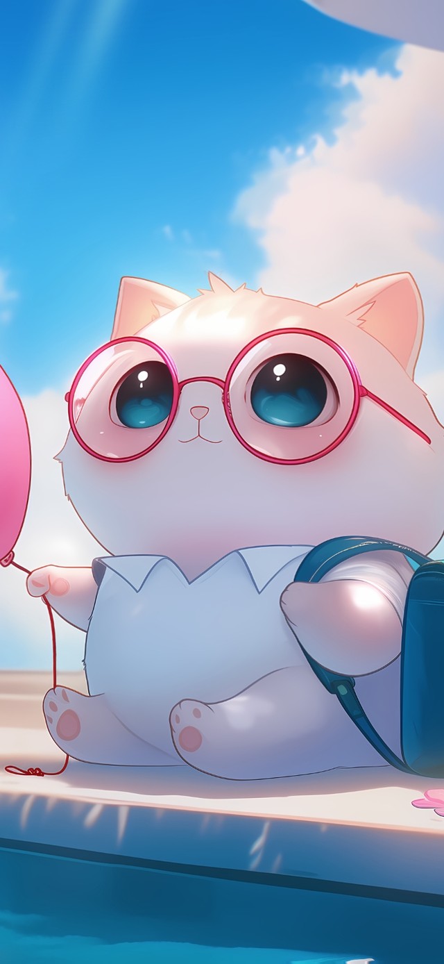 池塘边可爱猫咪