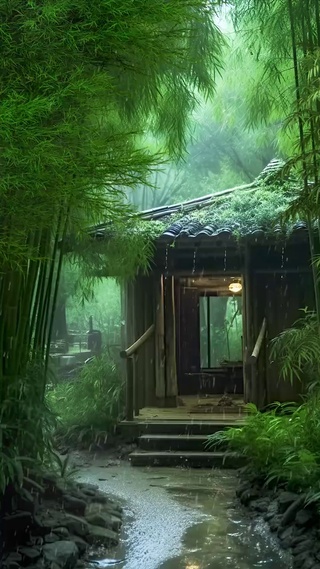 竹林雨景