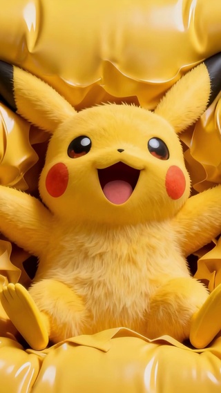 皮卡丘黄色沙发萌到可爱的瞬间