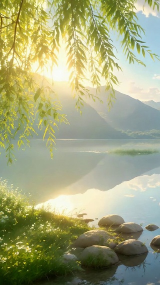 晨光湖畔治愈风景