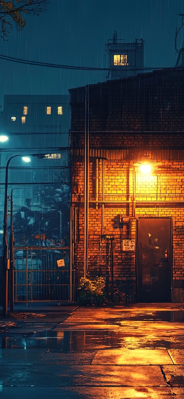静谧冷色城市雨夜(风景手机动态壁纸)