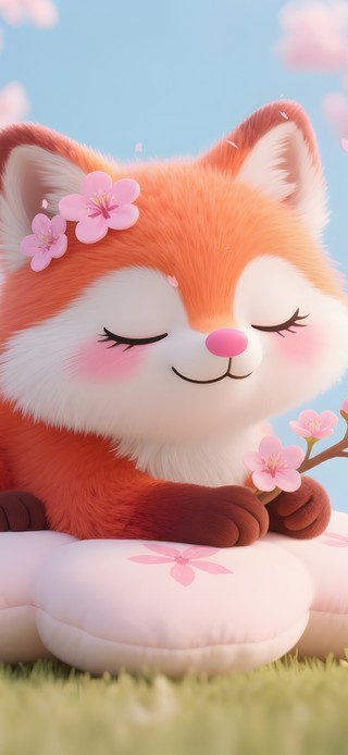 可爱樱花小狐狸