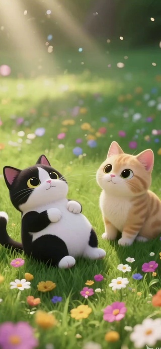 两只可爱小花猫